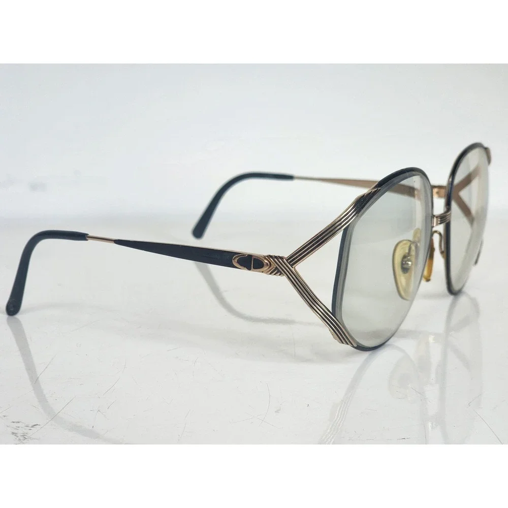 Christian Dior 2387 Vintage Oversized Gold Black Eyeglass Frames Austria 58-16